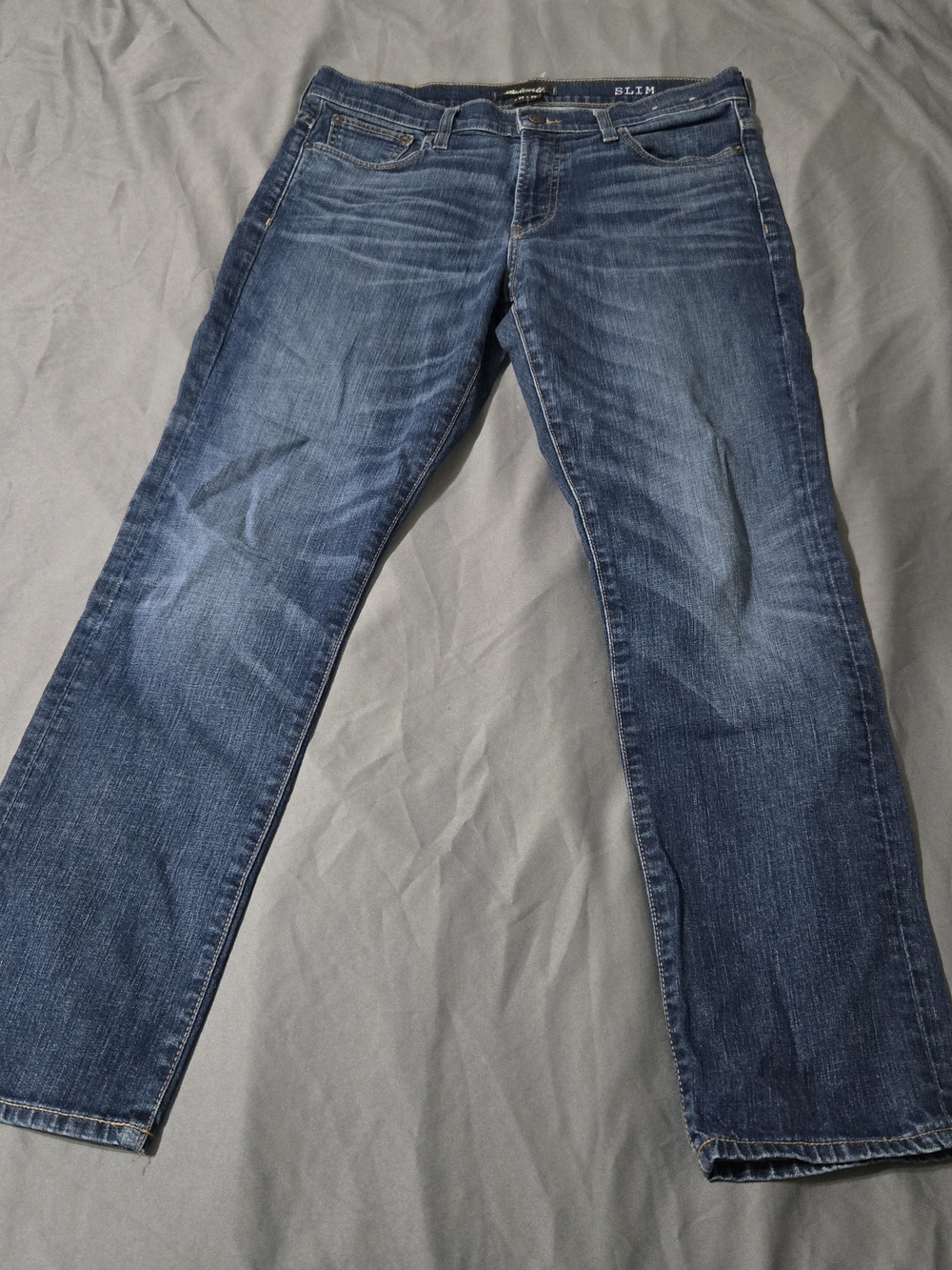 Madewell Jeans Mens 33x30 Blue Denim Slim Straight Fit Medium Stone Wash Stretch